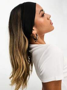 1 pieza Diadema deportiva de yoga de color negro sólido, banda absorbente de sudor de verano para hombres & mujeres, adecuada para correr, fitness, yoga, porrismo, baile, lavar la cara, maquillaje, quitar el maquillaje, accesorios para el cabello de uso diario en verano - Negro - Ver 3