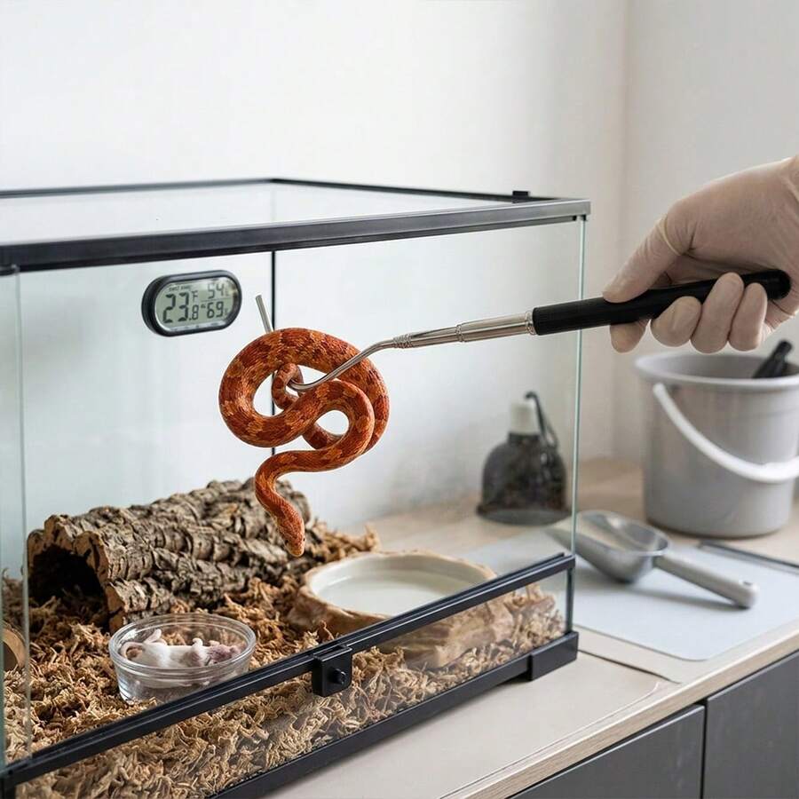 1 cái móc bắt rắn chống trượt có thể kéo dài, dụng cụ chuyên nghiệp để bắt bò sát, cần bắt dạng ống lồng thích hợp để chăm sóc rắn, thằn lằn và động vật lưỡng cư. - Xem 1