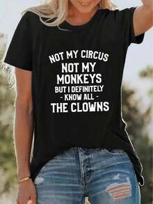 Tshirt única con diseño y2k que dice No es mi circo No son mis monos pero definitivamente conozco a todos los payasos ideal para mostrar tu personalidad divertida y atrevida perfecta para cualquier ocasión resalta tu estilo y originalidad con esta prenda que es en México - Negro - Ver 12