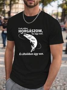 Camiseta de Hombre Talla Grande Fish Hungarian Streetwear Crinkle, TALLA PLUS - Negro - Ver 1