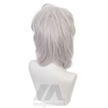 Anime wig Cosplay Wigs for Silver short hair for Men Women for Halloweencarnival Costume Party with Cap - Blanco - Ver 5