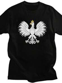 blusas para mujer Custom Mens Polska Polish Eagle Women T Shirt Short-Sleeve Cotton Tshirt Classic T-shirt Casual Poland Coat of Arms Tees Clothing - Negro - Ver 1