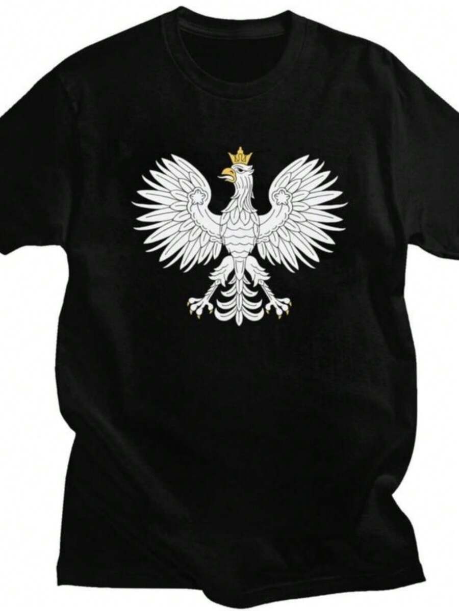 blusas para mujer Custom Mens Polska Polish Eagle Women T Shirt Short-Sleeve Cotton Tshirt Classic T-shirt Casual Poland Coat of Arms Tees Clothing - Negro - Ver 1
