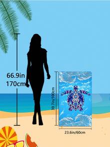 1pc Extra Large Mandala Sea Turtle & Wave Beach Towel - Available In Multiple Sizes. Features: Quick-Dry, Soft, Portable, Fashionable, Sand-Proof, Super Absorbent, Made Of Microfiber. Styles: Bohemian, Tropical, Vintage, Humorous, Yoga, Picnic, UV Protection. Ideal For Beach, Pool And Outdoor Activities; Essential Travel Accessory For Camping, Yoga, Gym, Sports And Swimming. Suitable For Both Men And Women. - Sea Turtle - View 12