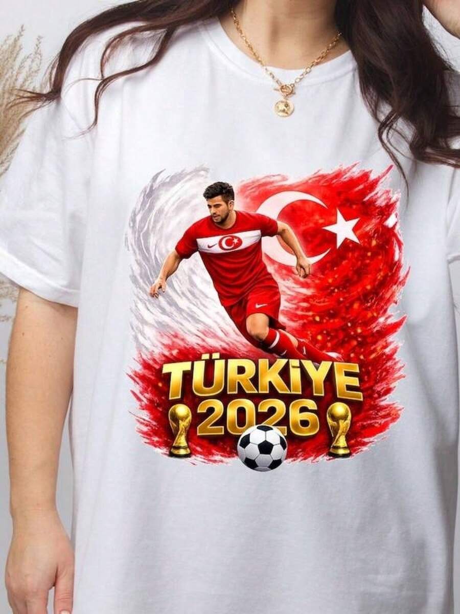 Camiseta de la Copa Mundial de Turquía 2026, Regalo para Fanáticos del Equipo de Turquía, Camiseta Unisex de Colores Cómodos - Negro - Ver 1