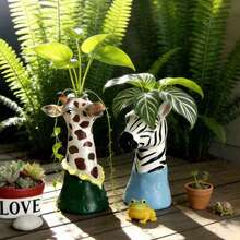 1pc Creative Nordic Resin Vase Decor, Living Room Flower Holder, TV Cabinet Home Accessory, Giraffe & Zebra Animal Decoration - one-size - View 8