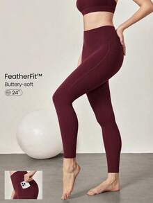 2026 GLOWMODE Featherfit™ High-Waisted Leggings With 24" Side Pocket - Bordeaux - View 1