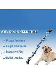 1件加厚耐用繩結狗玩具，專為大型犬和強力咀嚼者設計，採用耐咬材質製成，適合幼犬和成年犬，可用於拔河遊戲和清潔牙齒，滿足各種遊戲需求，寵物狗繩玩具，磨牙、清潔牙齒、互動訓練玩具、消耗體能，幼犬和成年犬通用 - 彩色 - 查看 12