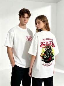 1PC White 1pcs Women's Double Side Print Von Ditch Dragon Floral Design Red And Green Print Fabric Soft & Skin-Friendly Unisex Style Gifts For Spring Festival, Valentine's Day, St. Patrick's Day & World Cup-Van Dutch Dragon Print Women T Shirt Classic Americana Style Graphic,Summer Outfits,Vacation Outfits Women,Summer Outfits For Women,Spring Outfits For Women,Summer Tops,St Pattys Day Outfit,Easter Outfit Women Summer Tops Summer Clothes Shirts Summer Graphic Tees Women T Shirts Summer Outfits For Women Vacation Outfits Women  Tropical Vacation Outfits Going Out Outfits Tropical Outfits For Women Going Out Tops T Shirts Women Summer Top Graphic Tees Women 4th Of July Outfit Women Summer Tops Y2k 4th Of July Oversized T Shirt - trắng - Xem 2