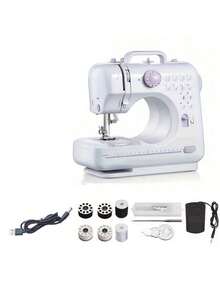 IAGREEA 1 Mini máquina de coser morada, adecuada para coser ropa, juguetes de peluche y toallas. Es una máquina de coser portátil alimentada por una interfaz de carga DC, adecuada para manualidades en el hogar, con luz nocturna y control de pedal. Es fácil de usar y se puede utilizar como regalo de vacaciones o cumpleaños - Multicolor - Ver 9