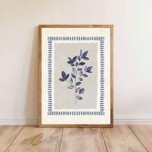 1/3pcs Navy Blue Botanical Wall Art Modern Indigo Leaf Floral Print Canvas Abstract Bohemian Style Plant Poster Living Room Bedroom Bathroom Home Decor Women Gift Unframed - Pattern - View 6