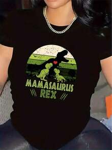 Camiseta MAMASaurus REX diseño único con dinosaurios adorables y un toque de amor ideal para los amantes de la moda y la cultura Y2K perfecta para destacar en cualquier ocasión encuentra tu estilo en esta prenda imprescindible para tu guardarropa - Negro - Ver 8