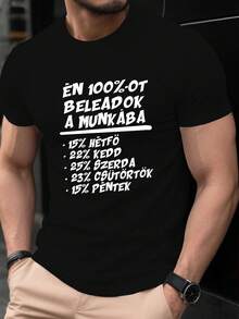 Camiseta de hombre de talla grande con diseño crinkle y estilo urbano húngaro, estilo humorístico - Negro - Ver 1