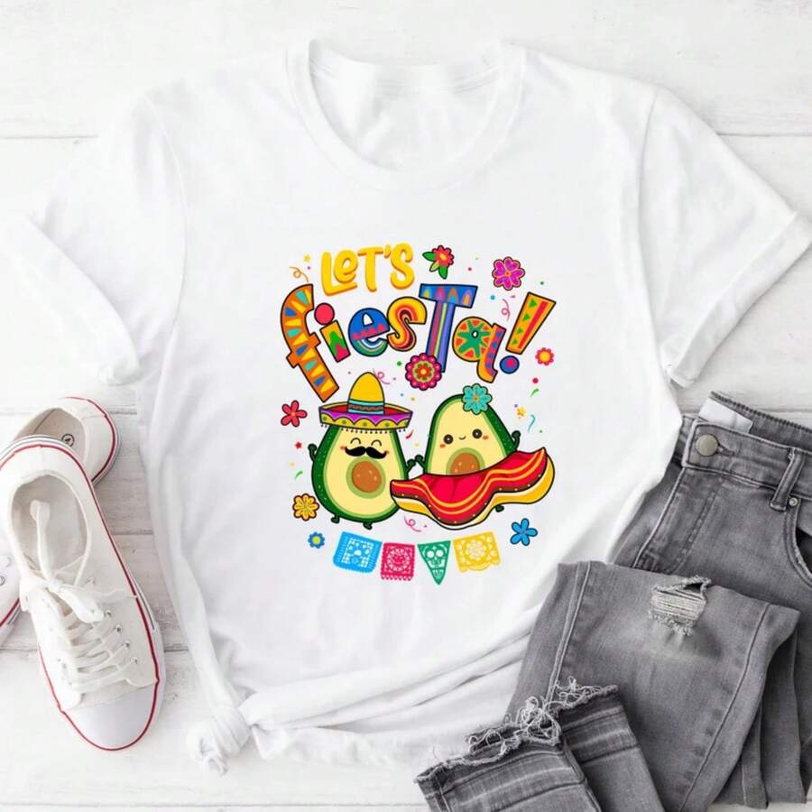 Playera ¡Vamos de Fiesta! | Cinco de Mayo | Fiesta Mexicana | Playera temática de fiesta | Playeras para despedida de soltera - Blanco - Ver 1