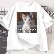 Cool Summer Initial DS T-Shirt, Fashionable Japanese Anime Pattern T-Shirt, Harajuku Manga T-Shirt, Casual Short Sleeve T-Shirt, Y2K Top For Women, Women's T-Shirts - 白色 8 - 查看 7