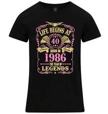 La vida comienza a los 40 Camiseta para mujer Regalo de cumpleaños número 40 NACIDA EN 1986 Camisetas de moda de los 80 para damas Camisetas cómodas Camisetas modernas - Negro - Ver 4
