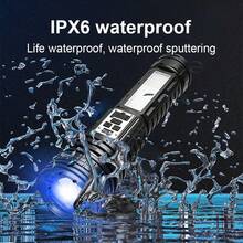 2*30W Linterna LED Super Brillante de Largo Alcance 1000M Linterna Táctica Luz Lateral COB Recargable USB-C Zoomable Impermeable Lámpara Exterior para Camping Pesca Ciclismo Emergencia Patio - flash - Ver 6