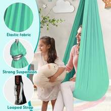 Chihee Hamaca sensorial para terapia de columpio para interiores y exteriores, para niños, accesorios incluidos, suave y transpirable, nailon para niños y adultos con autismo, TDAH, Aspergers - Verde menta - Ver 3