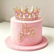 24pcs/3pcs Luxury Rhinestone Crown Happy Birthday Butterfly Cake Topper Set, Suitable For Princess Queen Birthday Party Cake Dessert Decoration - Multicolor - View 3
