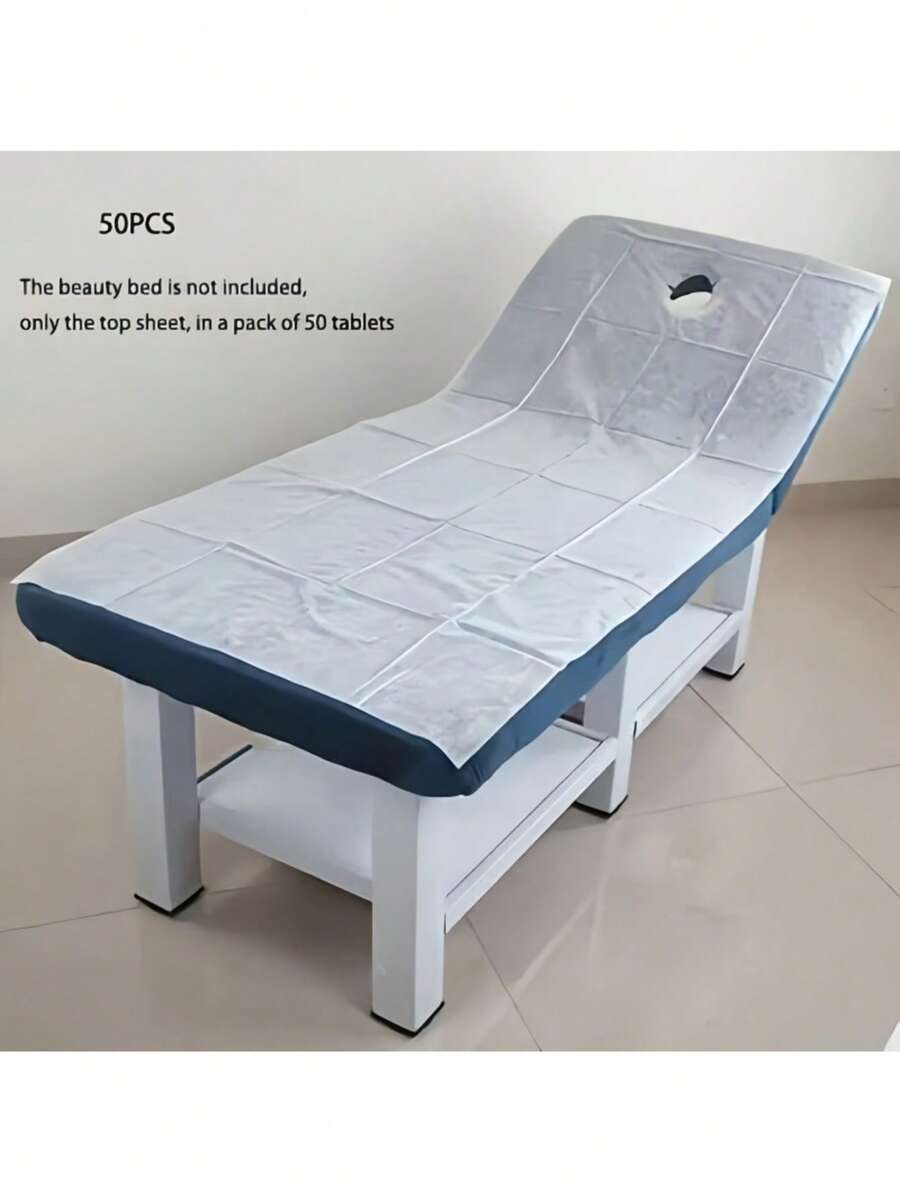 50/100 tấm trải giường massage dùng một lần, 80cm x 180cm, vải không dệt mềm mại và bền chắc, thích hợp cho SPA, xăm hình, tẩy lông và giường massage, tấm lót quấn cơ thể hợp vệ sinh và dễ làm sạch, tấm phủ giường trị liệu, thiết kế lỗ ở giữa. - Nhiều màu - Xem 1