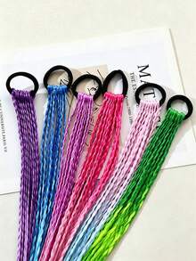 5pcs/2pcs Kids Hair Accessories Colorful Braided Ponytail Hair Ties Hair Bands Hair Accessories For Girls - Multicolor - View 4