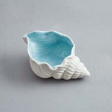 1pc Ceramic Seashell, Starfish, Clam Tray, Blue Creative Storage Bowl Dish, Jewelry Organizer Tray, Candy Container, Entryway, Tabletop Decor, Birthday, Home, Party, Back To School, Graduation Gift - Blue - View 5