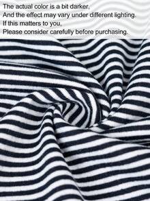 SCARLUX Autumn Y2K Women's Basic Color Block Striped Wide Leg Pants, Elastic Waist Long Pants, Vacation Style - Navy Blue - View 10