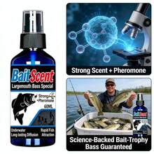 BaitScent 1件/3件 大口黑鱸魚誘餌吸引劑 長效擴散魚類吸引劑 60ml大容量 黑色池塘野釣通用 適用於鯰魚、帕庫魚、金鯛魚、冷水虹鱒、褐鱒 誘餌風味增強噴霧 - 彩色 - 查看 2