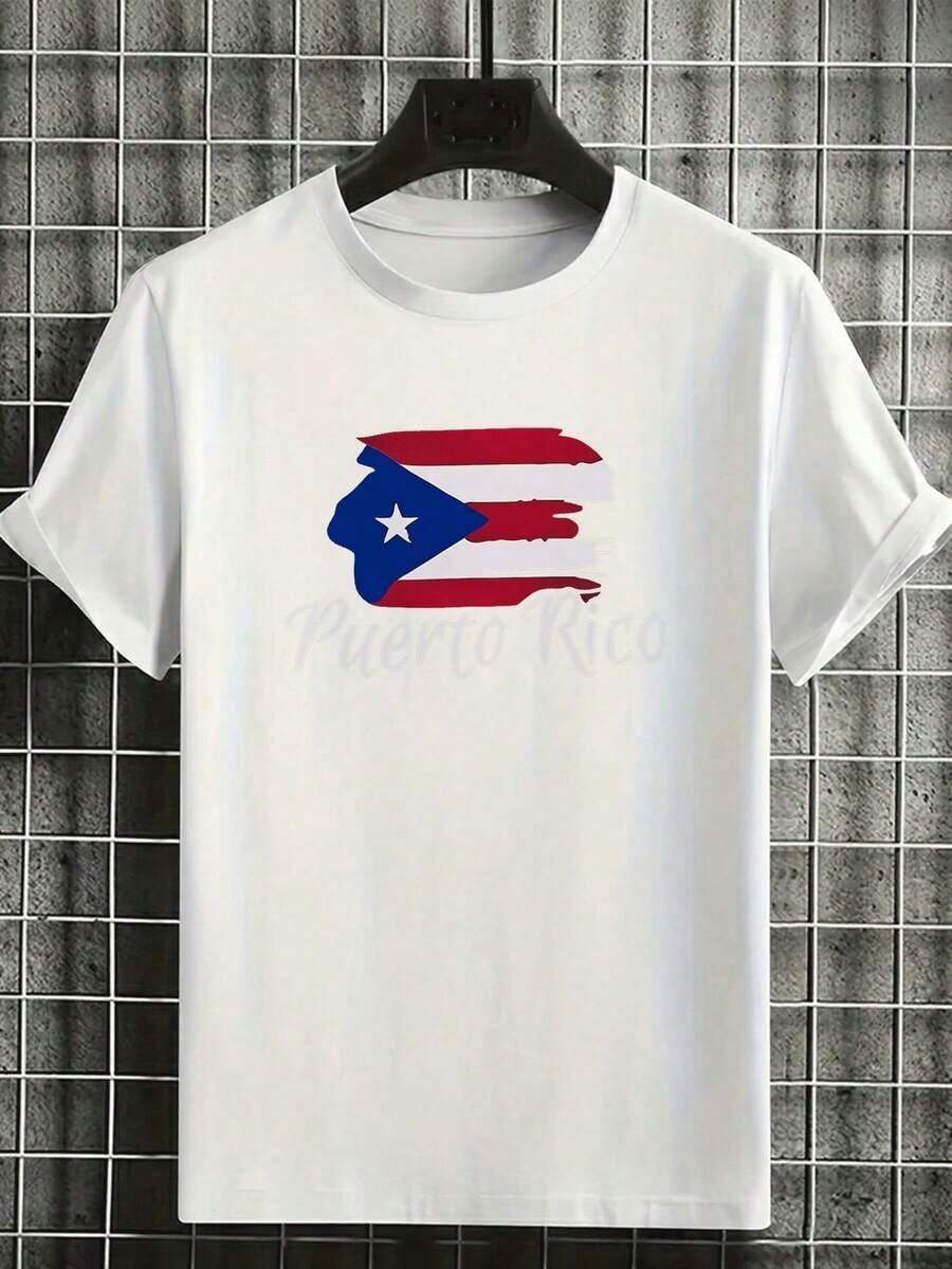 1 Camiseta de Hombre con la Bandera de Puerto Rico, Diseño de Orgullo Nacional para Hombres y Mujeres, Ropa Unisex, playeras de mujer - Blanco - Ver 1