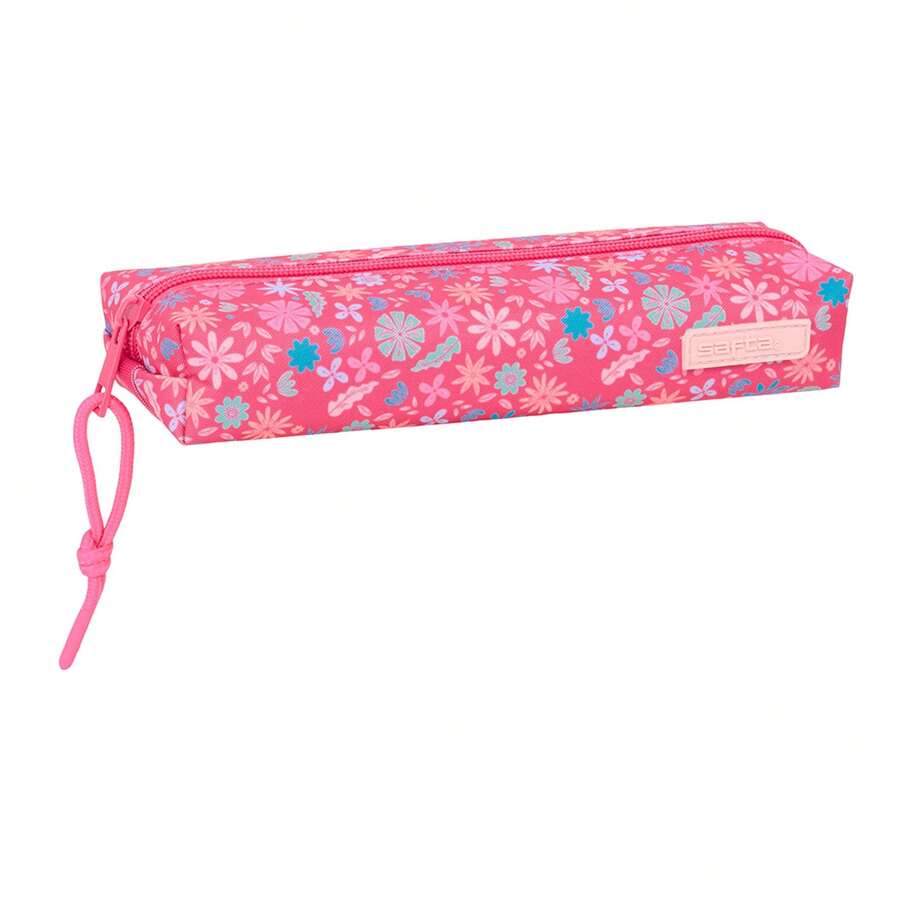 Safta | Portatodo Rectangular con Goma Elástica Trasera, Portatodo Escolar Organizador con 3 Compartimentos y Cremallera, Incluye Rotuladores, 16 Lápices de Colores, Regla y Bolígrafo, Rosa - Envío GRATIS ✅ Entrega 24/48h a España (península) - 22 cm - Ver 1