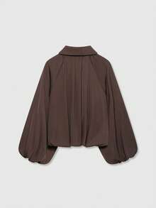 Women's Spring Casual Turndown Collar Zip-Up Long Sleeve Bomber Jacket - Brown - View 2