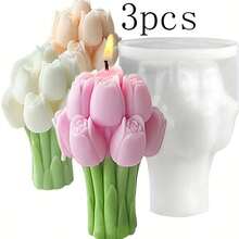 3件套3D郁金香花束蜡烛硅胶模具 - A+B+C - 查看 1
