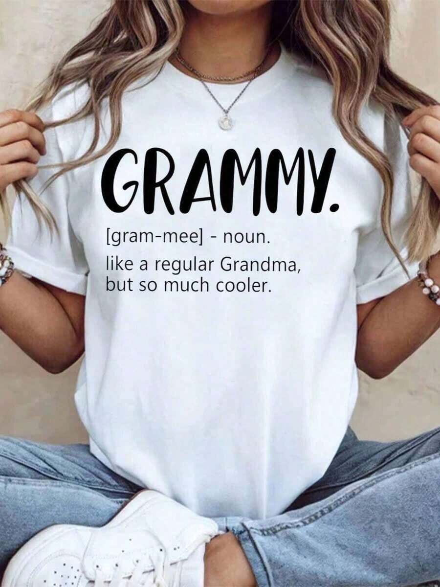 Camiseta con Definición de Grammy para Mujer, Regalo Genial para Abuela, Regalo para el Día de la Madre, Camiseta Divertida para Abuela, Camiseta de Algodón con Lema, 220g - Estilo Urbano Vintage, Unisex, Holgada, de Algodón, Manga Corta, Cuello Redondo, 100% Algodón - Blanco - Ver 1