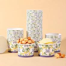 10/20/40 piezas, vasos desechables para helado con estampado de limón y flores vintage, cuencos de papel estilo mediterráneo para aperitivos, vajilla de grado alimenticio de 9 onzas reforzada, ideal para fiestas de cumpleaños, despedidas de soltera, picnics en el jardín y eventos con temática de verano - Multicolor - Ver 3