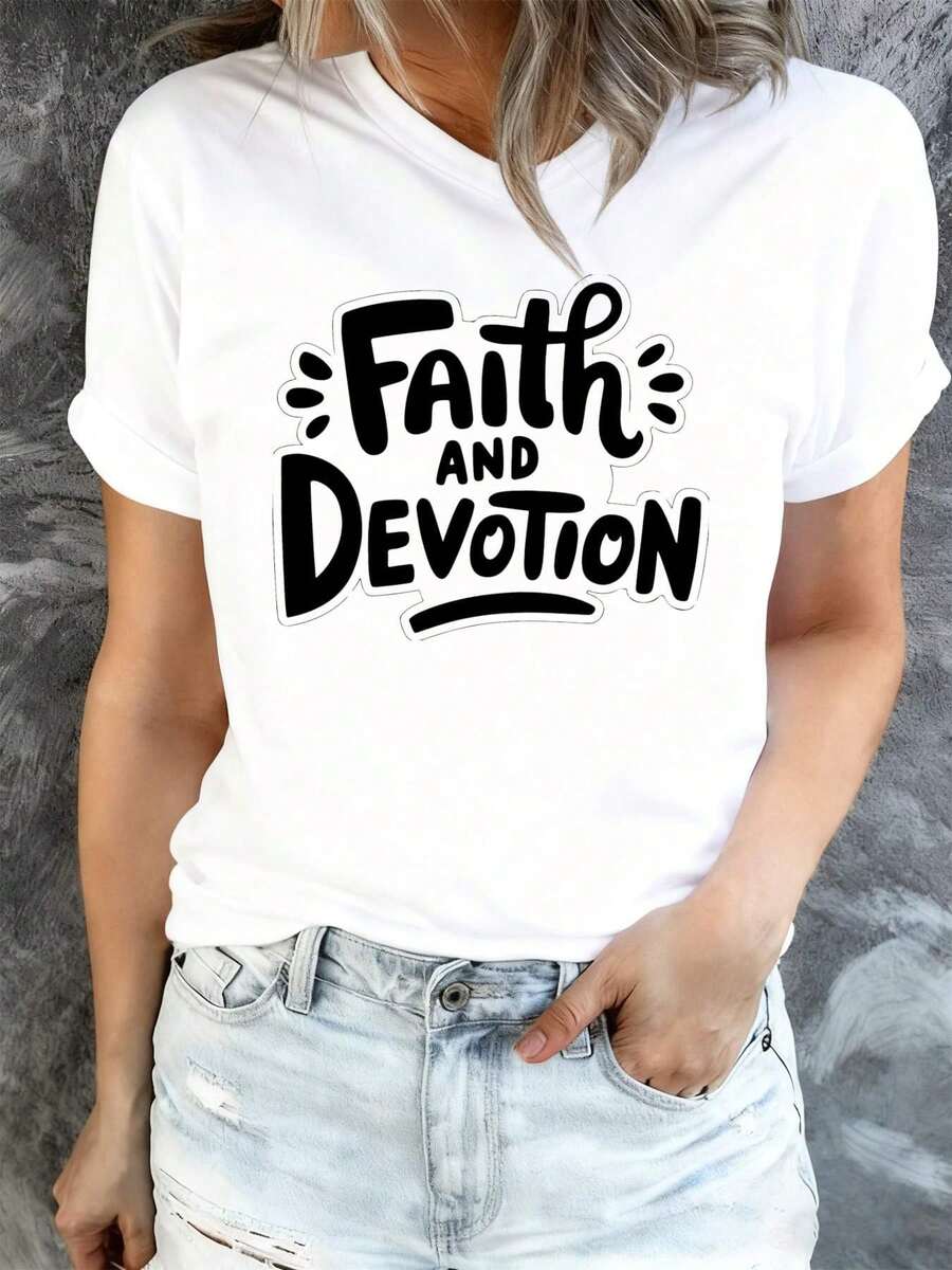 Camiseta de Cuello Redondo para Mujer con Motivos de Fe y Devoción - Elegante color blanco, adecuada para uso diario, camiseta casual para todas las estaciones, con sutiles motivos religiosos, lavable aáquina, estilo camisa, apta para todo tipo de cuerpo - Camiseta Unisex de Estilo Urbano Vintage, de Algodón, Manga Corta y Cuello Redondo. - Blanco - Ver 1