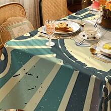 1pc, Home Decor, Coffee Pattern Printed Tablecloth, Rectangular, Machine Woven, Suitable For Home Kitchen Dining Room, Party Dinner, Picnic Camping, Date, Wedding, Theme Party Decoration, Indoor And Outdoor Use - Multicolor - View 3