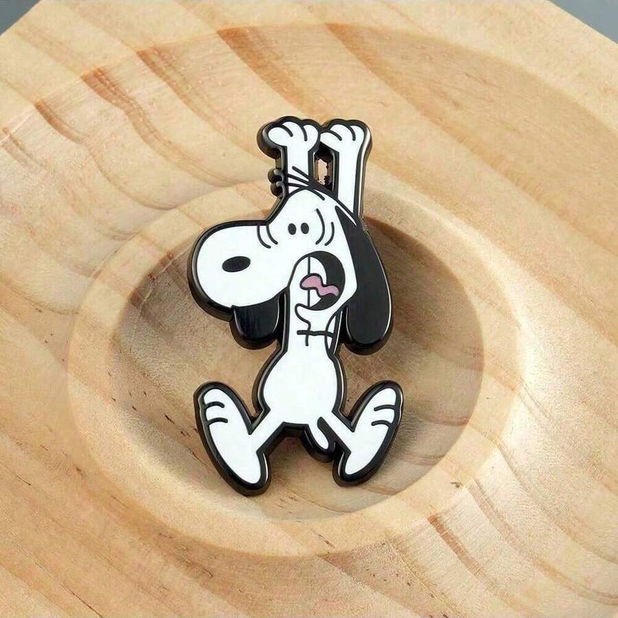 SNOOPY 1pc Cartoon Badges Featuring 's Surprised Expression, Metal Brooch, Anime Children's Gift, Pin, Accessory, And Bag Pendant - Multicolor - View 1