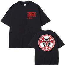 Camiseta con logotipo envejecido de 30STM, camiseta de la tienda Thirty Seconds To Mars, camiseta de verano estilo hip hop de manga corta Harajuku, 100% algodón. - Negro - Ver 6