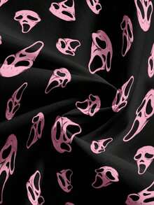 SummerROMWE Gothic Dark Snake Print Halloween Horror Pitiful All-Over Print Loose Wide Leg Plus Size PantsLoose And Comfortablesummer Outfits For Women - Black 2 - View 3