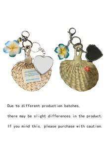 1pc Summer Fan Shaped Heart Mirror Pendant, Hawaiian Style Pendant, Fresh Fan Accessory, Portable Makeup Mirror Keychain, Summer Phone Charm, Car Hanging Decor, Bag Charm, Essential For Fashion Lovers, Suitable For Beach, Travel, Summer Vacation And Daily Life, Perfect Gift For Birthday, Travel, Party, Wedding, Holiday - Multicolor - View 12