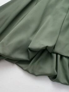 Women's Spring Casual Turndown Collar Zip-Up Long Sleeve Bomber Jacket - Army Green - View 5