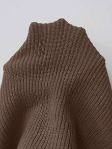 Top de punto con mangas cortas y bolsillo para mujer - Caqui - Ver 7