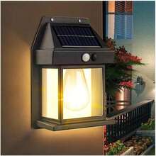 Luminária Arandela Vintage Placa Solar Lâmpada Externa Moderna Decoração Com Sensor Recarregável - Multicolorido - Visão 3