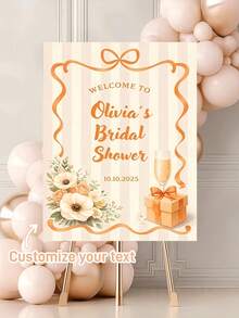 Customized Modern Minimalist Vertical Welcome Sign - Suitable For Spring/Summer Decor, Peach Theme Wall Art With Customized Name/Text, Vinyl Material, Easy Installation For Home, Office, Wedding Gift - Multicolor - View 6