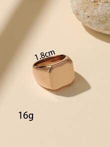 1 pièce Bague à large bande en acier inoxydable or rose, taille réglable, cœur, larme, rectangle, carré, minimaliste polyvalent, convient pour la décoration quotidienne des femmes ou comme cadeau - Or rose - Voir 16