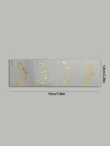 2pcs Line Tattoo Face Stickers, Waterproof Facial Decorations, Hand-Drawn Sunbeam And Vine Designs, Suitable For World Cup Fans, Sports Parties, Masquerade Balls, Theme Parties, Daily Wear - Gold - View 11