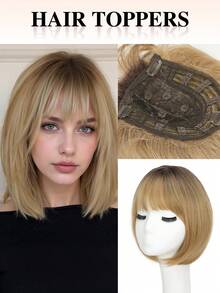 nimoki 360° Seamless Bangs Hair Topper, Elegant Synthetic Hair Piece, Lightweight & Fluffy, Adds Volume, Suitable For Daily Use By Men & Women, Halloween - Multicolor - View 14