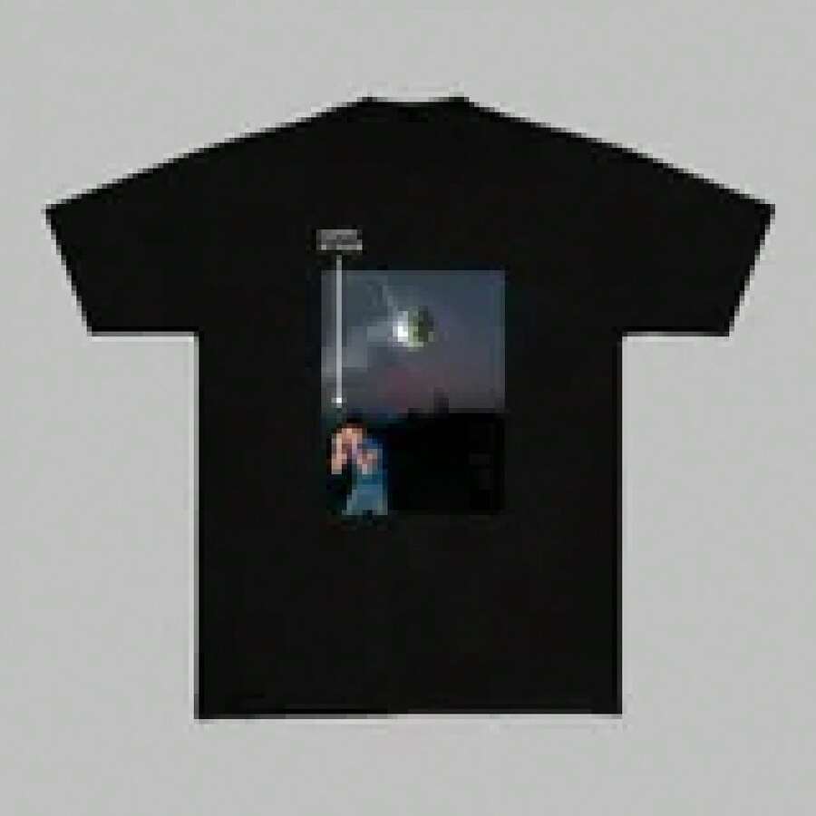 Maglietta con grafica a da discoteca, abbigliamento da uomo per esterni, streetwear minimalista estetico, top a maniche corte con grafica semplice, adatto a tutte le età - nero - Visualizzare 1