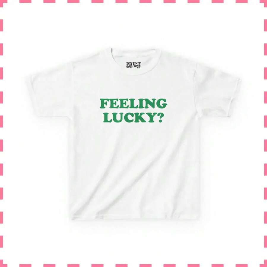 HERARIUM Loose Fit Summer Outfits Women, Lucky Loose-Shirt, Fun's Day Shirt, Lucky Girl Y2K 90s-Shirt, Irish Shirt,'s Loose-Shirt, Her - 白色 - 查看 1