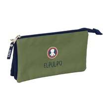 | Rectangular Pencil Case El Pulpo With Elastic Back Strap School Organizer With 1 Compartment And Zipper, Attachable To Notebook Or Folder, Navy, Official License, Back To School - Triple - Verde (1) - View 2